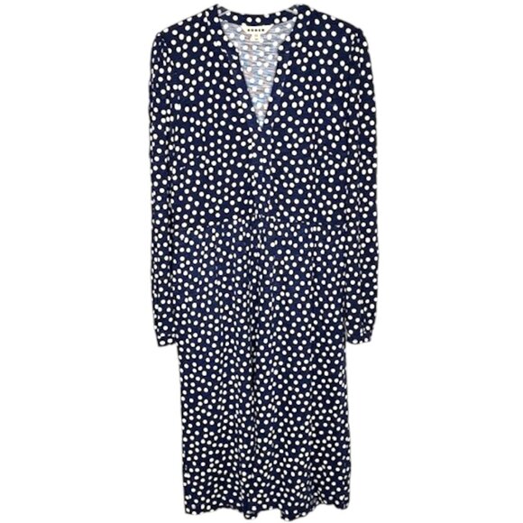 Boden Naomi Relaxed Jersey Dress - French Navy/Abstract Dot 10L - Picture 3 of 10